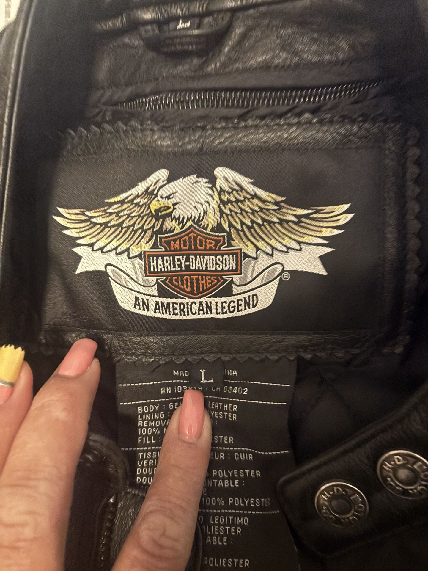 Men’s Leather Harley Davidson Riding Jacket Size Large