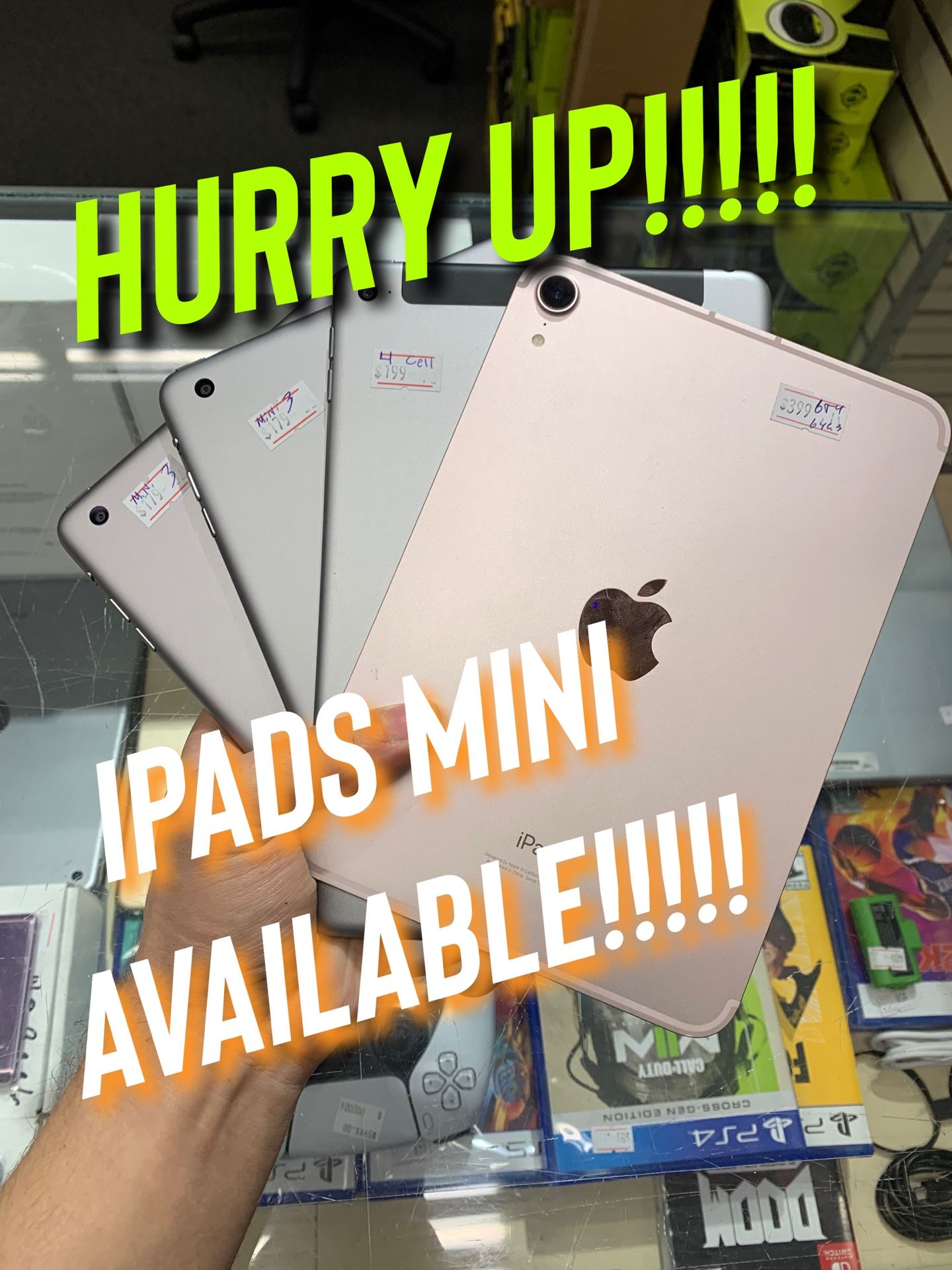 HURRY UP!!!!! IPADS MINI AVAILABLE!!!!!!!