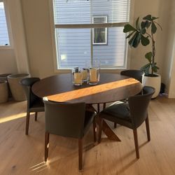 5 Crate And Barrel Leather Dinning Chairs 