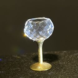 Swarovski 1990s Crystal Memories Wine Glass Gold-Tone Stem & Base, 173924, 1.25”