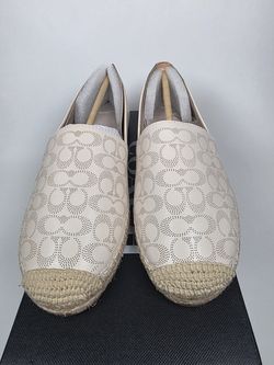 Coach Carley Leather Espadrilles Women's Size 8B Chalk C6763 New In Box