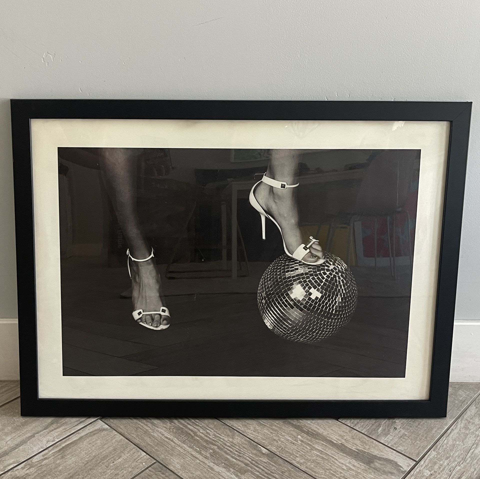 Black Framed Disco Ball Art Print
