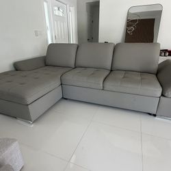 Eden Gray Micro Left Chaise Sleeper Sectional (City Furniture)