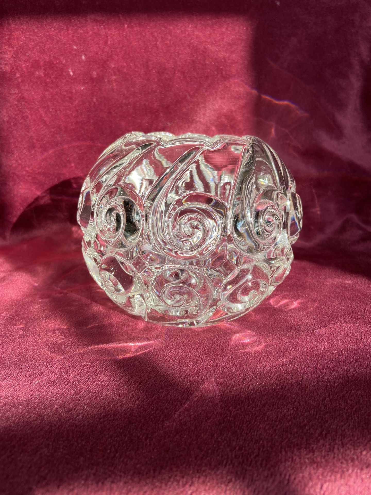 Antique 5.25” Glass Rose Bowl Double Snail 