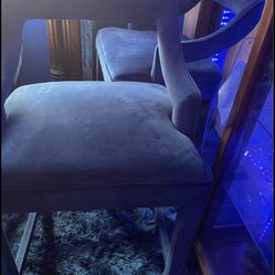 2 beautiful blue velvet bar stools $260 cash Only both