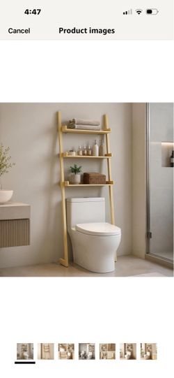 3-Tier Bathroom Over Toilet Storage for Small Space (Natural)