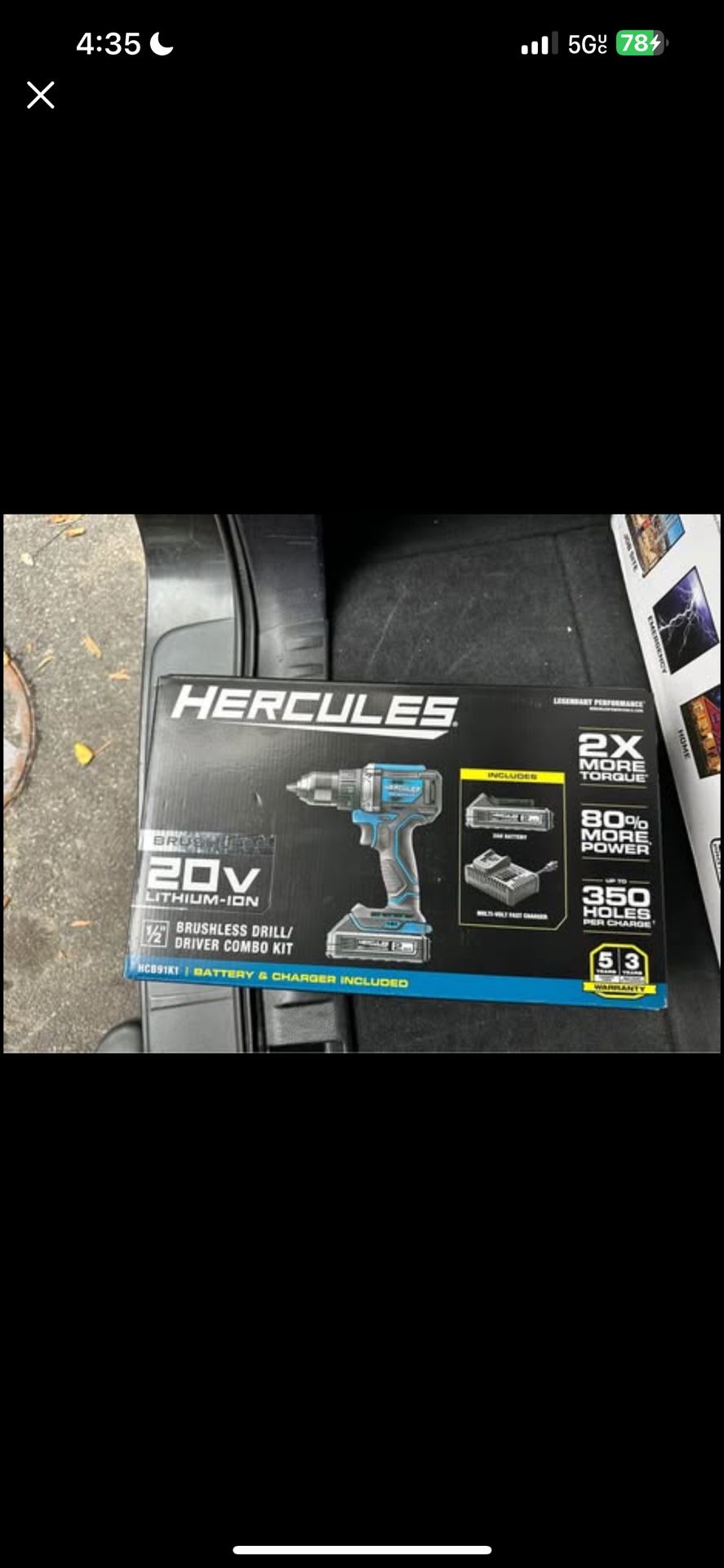 20V Brushless Cordless, 1/2 in. Drill/Driver Kit with Side Handle, 2 Ah Battery & charger