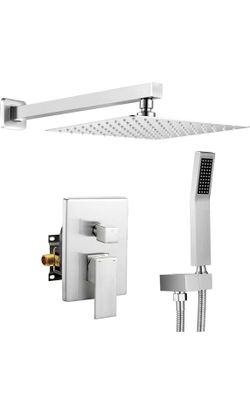 Shower Faucet Set，Rain Shower System with 10 Inch Shower Head and Handheld Wall Mounted，High Pressure Rainfall Shower Faucet Fixture Combo Set，Shower 