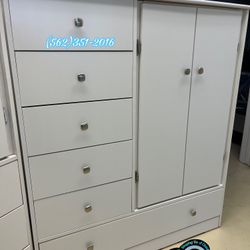 White Compressed Wood Armoire Wardrobe- Blanco Ropero 