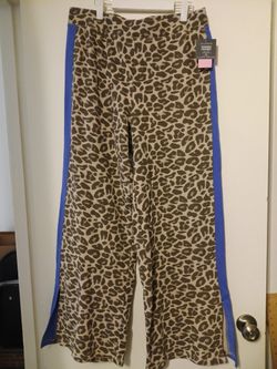 NWT Leopard Print W/Blue Stripe Pants Large
