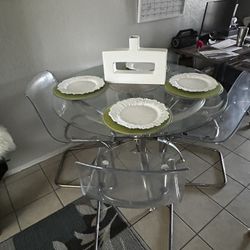 Dining Glass Table Set With 4 Chairs