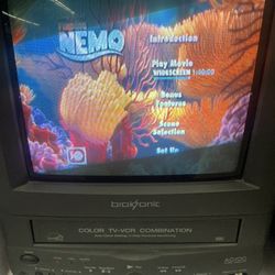 BrokSonic 9" CRT Color TV VCR Combo Retro Gaming CTSGT-2799T - READ DESCRIPTION