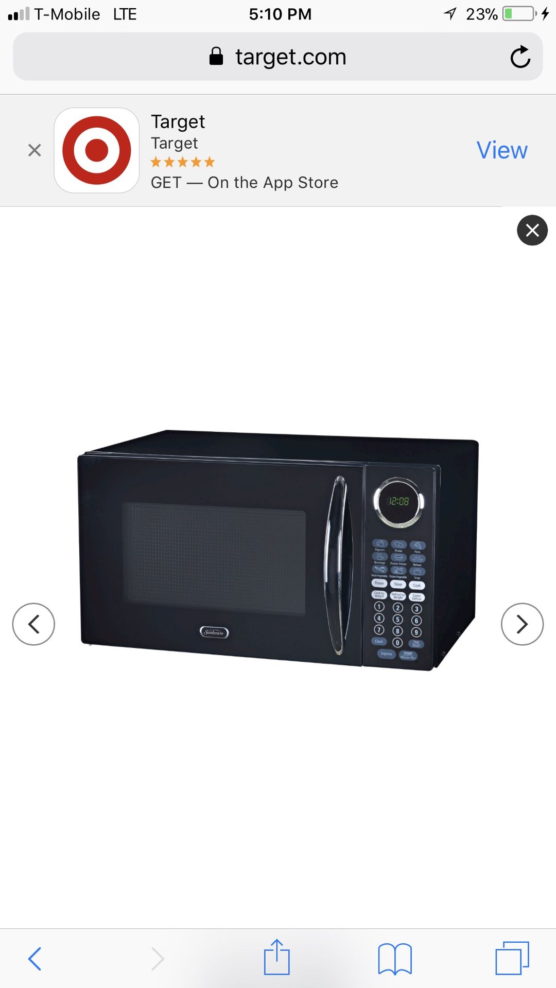 Sunbeam microwave from Target