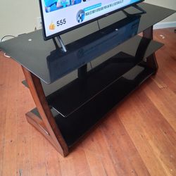 Wood/ Glass 3 Shelf TV Stand