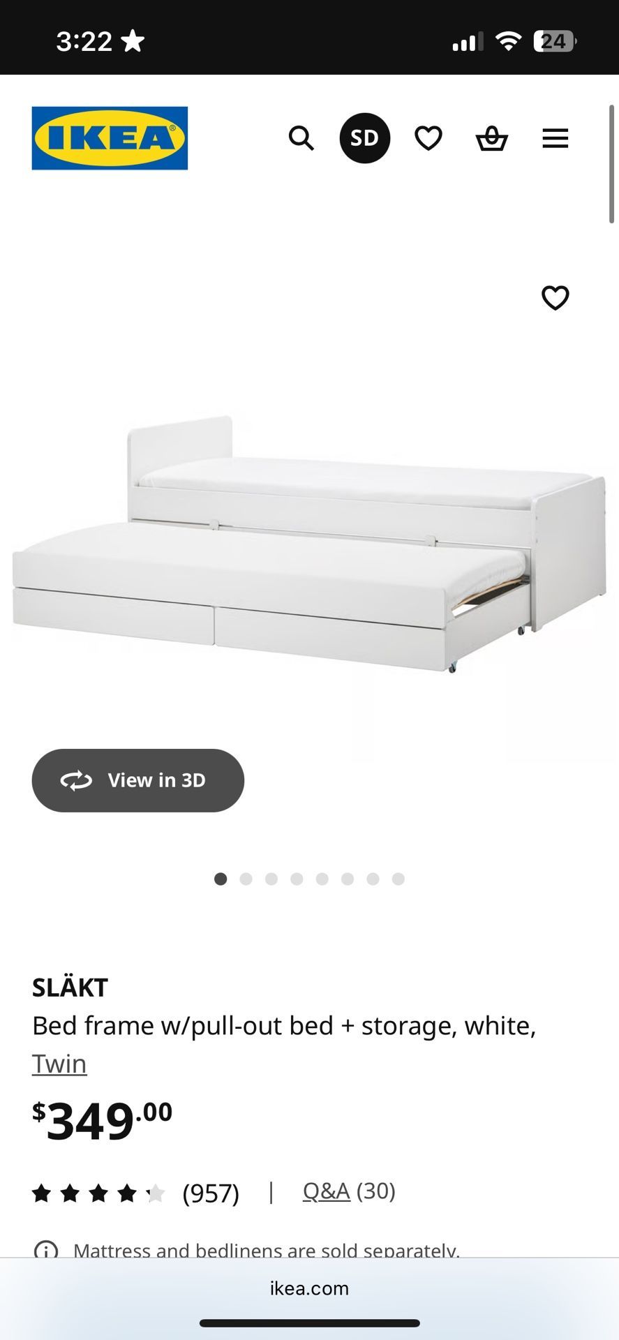 IKEA SLAKT Bed With Pull Out Bed And Storage ( Includes Mattresses)