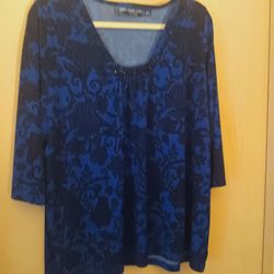 Blue bling top size 1X/ $10.00