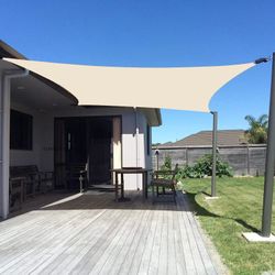 Sun Shade Sail 10' x 13' Rectangle Butter Cream UV Block Sunshade #3654Y T5-4