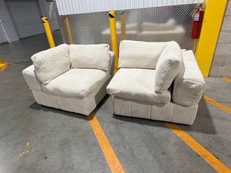Corduroy Modular Sectional Sofa 2 piece White beige