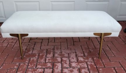 TOV Brno 53.5" x 22" Performance Velvet White Gold Bench