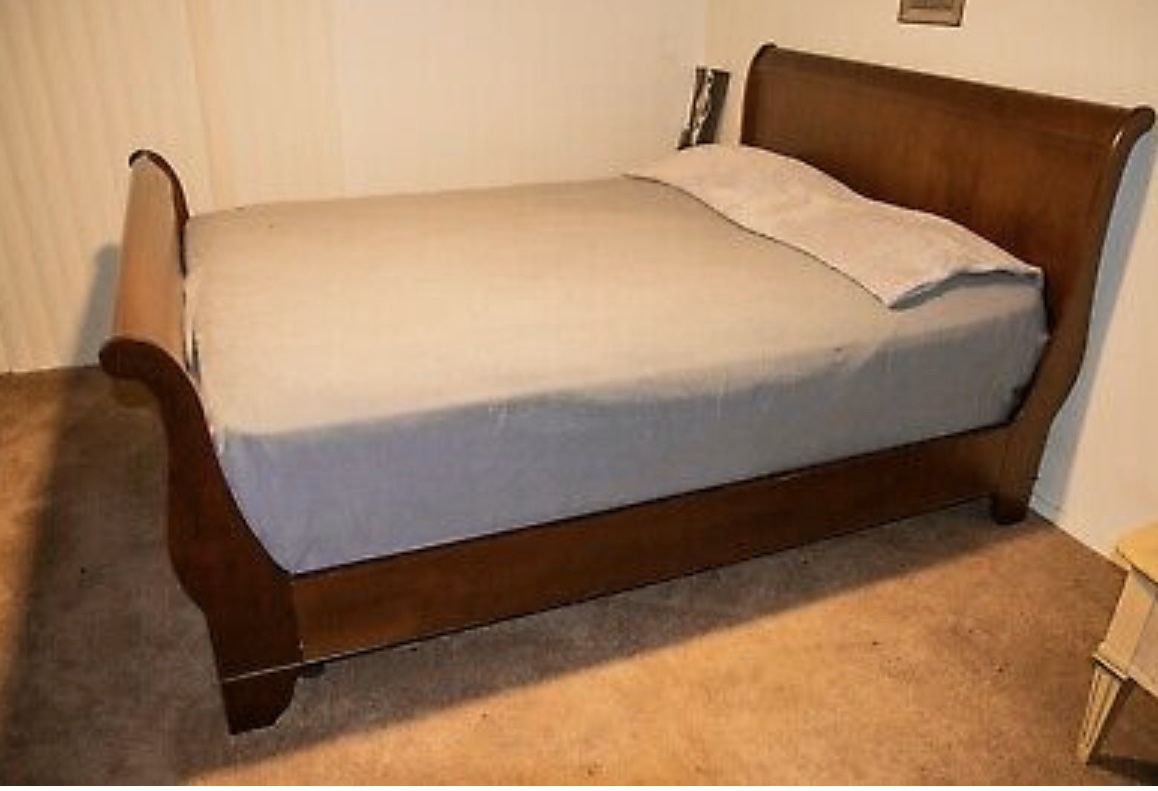Brown Queen Size Sleigh Bed Frame