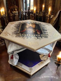 Yorkie Dog Bed Vintage Thomasville 70s Solid Wood Hexagon End Table & Dog Kennel