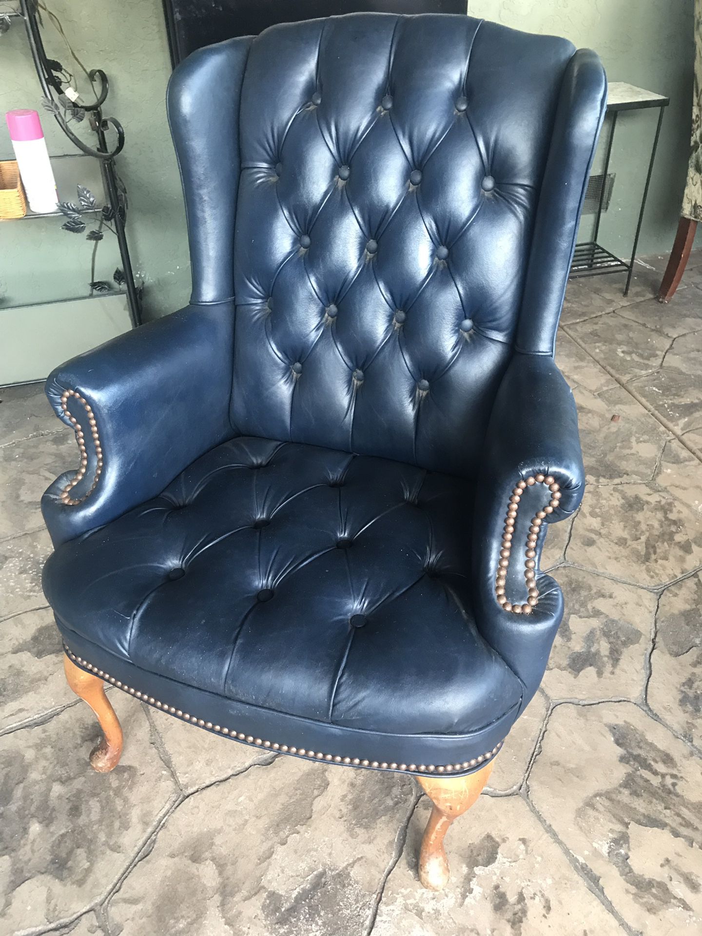 Leather arm chair or wing chair