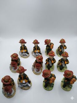 Set of 12 Vintage Child Firefighter Figurines – Multiple Poses