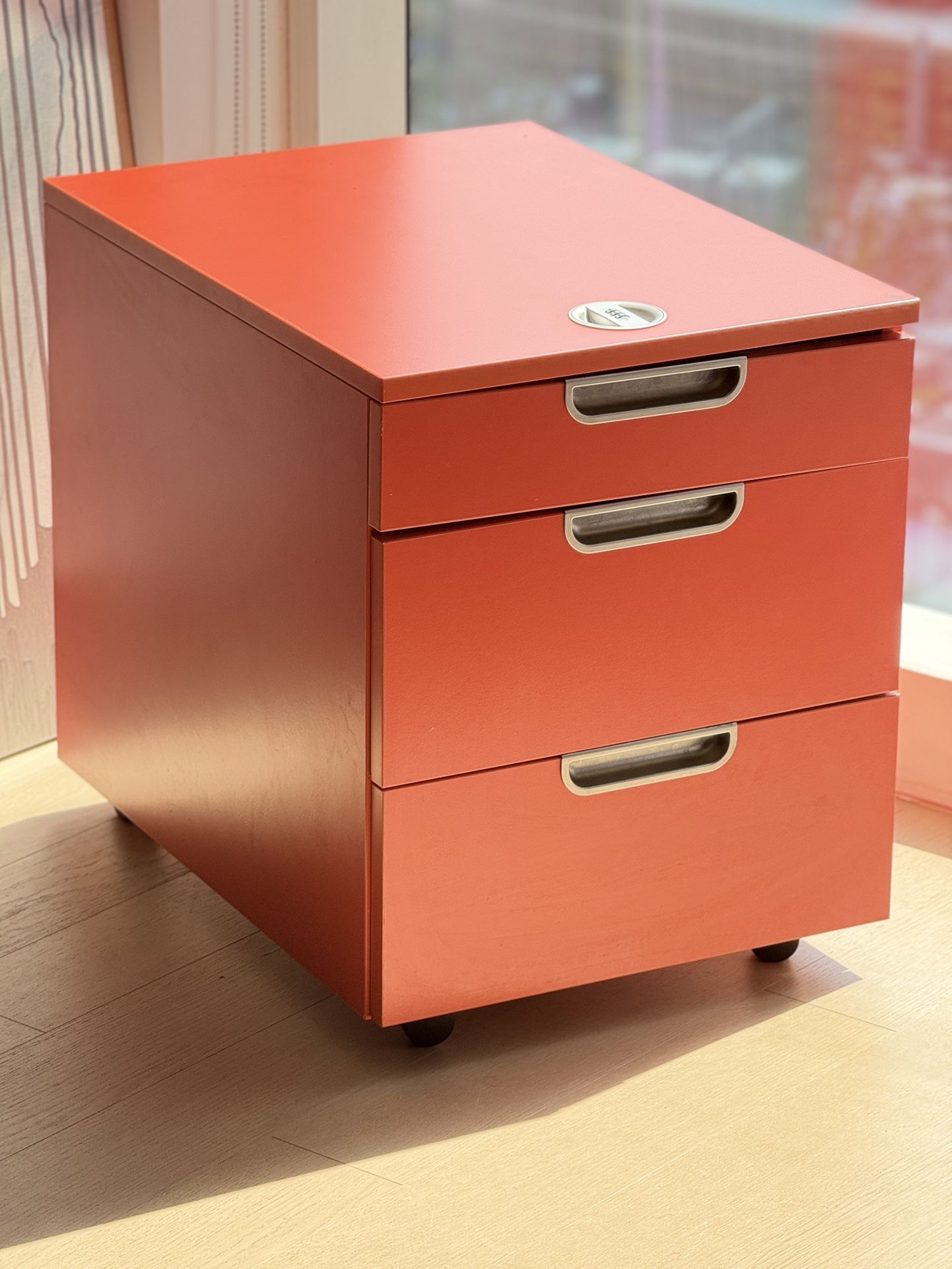 Red/Orange Filing Cabinet w/combination Lock