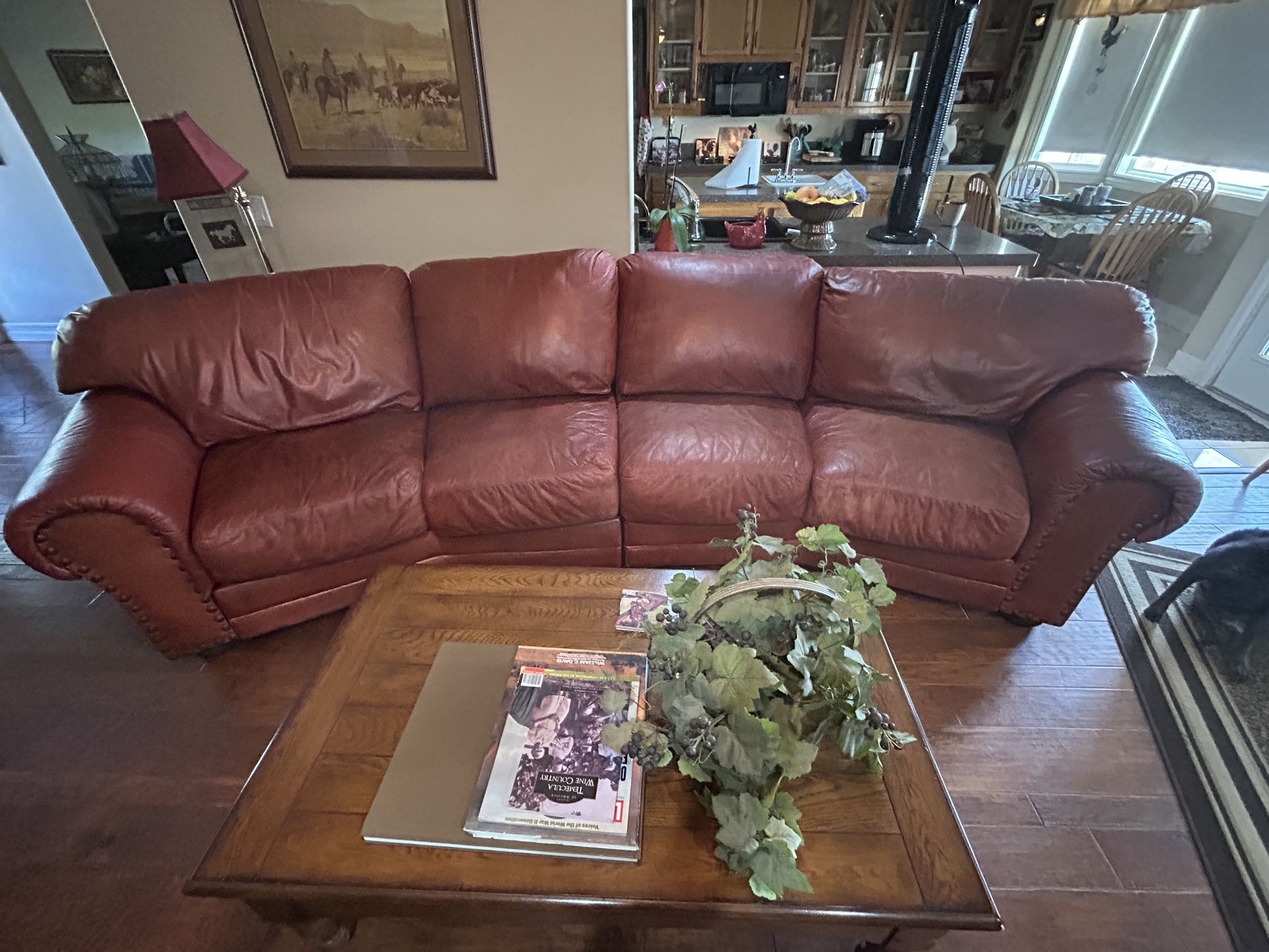 Red Leather Couch  And More 