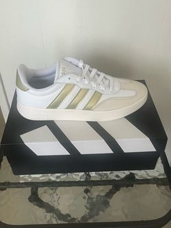 Adidas White and Gold Low-Top Sneakers