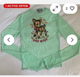Urban Outfitters light green mesh long sleeve hot mess cute deer fawn