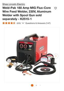 Lincoln Electric BRAND NEW ((180HD)) Weld-Pak MIG Flux-Core Wire Feed Welder, 230V