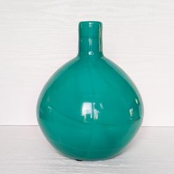 Glass Teal Vase - 11" Tall