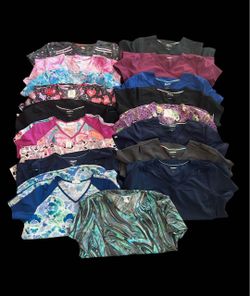 Bulk Lot of Medical Scrub Tops Women Large