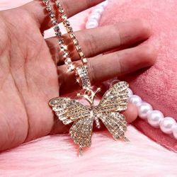 Iced Out Butterfly Necklace 