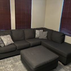 Living Spaces Sectional With Ottoman