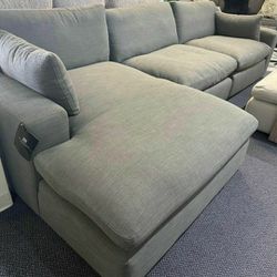 Cloud Collection Smoke Gray Comfy And Cozy Soft Deep Seating Sectional Couch With Chaise 