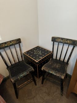 Antique Chairs And Box Table