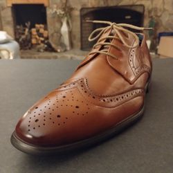 (Size 8.5) Men's, Like New, Bruno Marc Men's Hutchingson_3 Camel Wingtip Dress Oxford Shoes.
