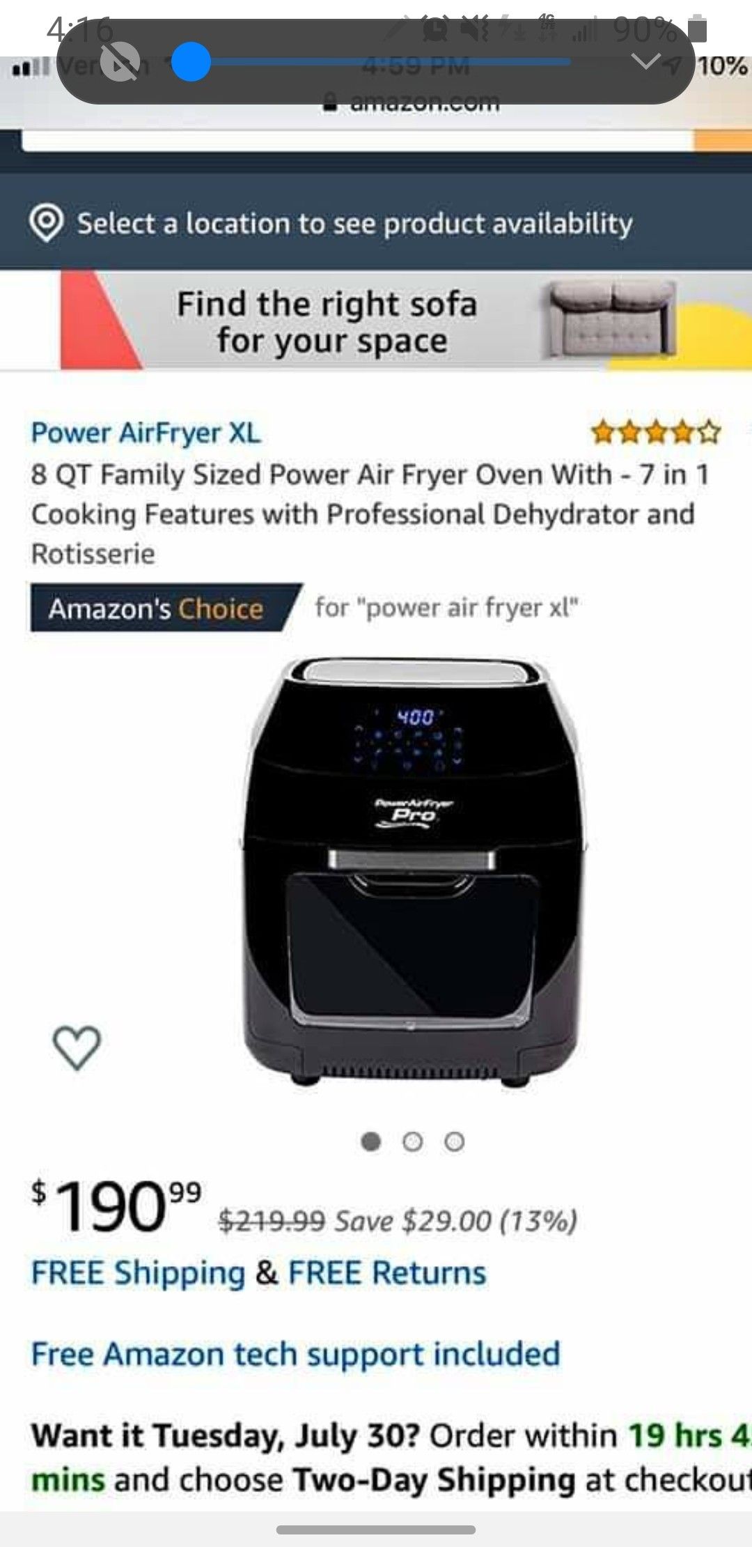 Power air fryer pro