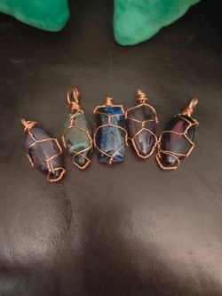 Copper Wire Wrapped Stone Pendants
