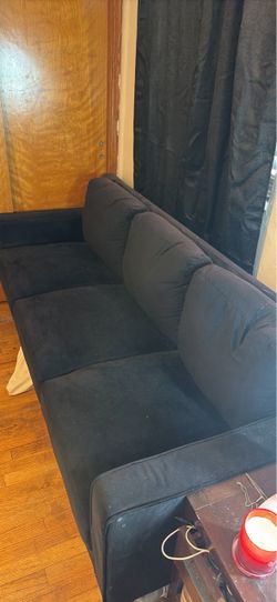 Black Fabric 3-Seat Sofa
