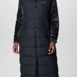 New XL Columbia woman’s Pike Lake Long Vest Black About this item:  Omni-Heat thermal reflective Omni-Shield advanced repellency 100% recycled polyest