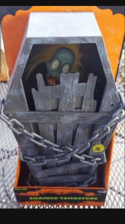 Chained Animated Tombstone Halloween Decorations  approx 20 inches tall Box2