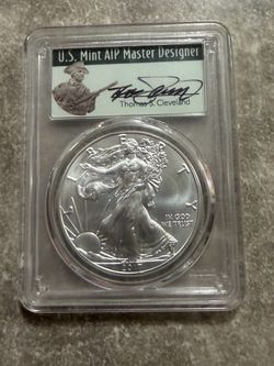 2017 SILVER EAGLE PCGS MS70 THOMAS CLEVELAND MINUTEMAN LABEL Signed