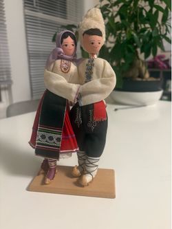 Vintage Ukrainian Folk Art Couple – Handmade Traditional Costume Dolls