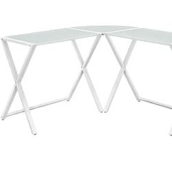 Walker Edison - 51" L-Shaped Modern Glass Computer Desk - White