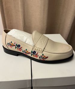 Palace Flower Stitch Penny Loafer White Leather US 11.5 UK 10.5 NIB FW21