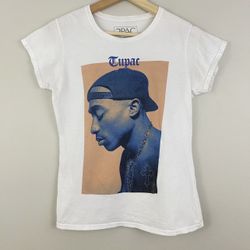 TUPAC 2PAC White Blue Graphic Band Tee