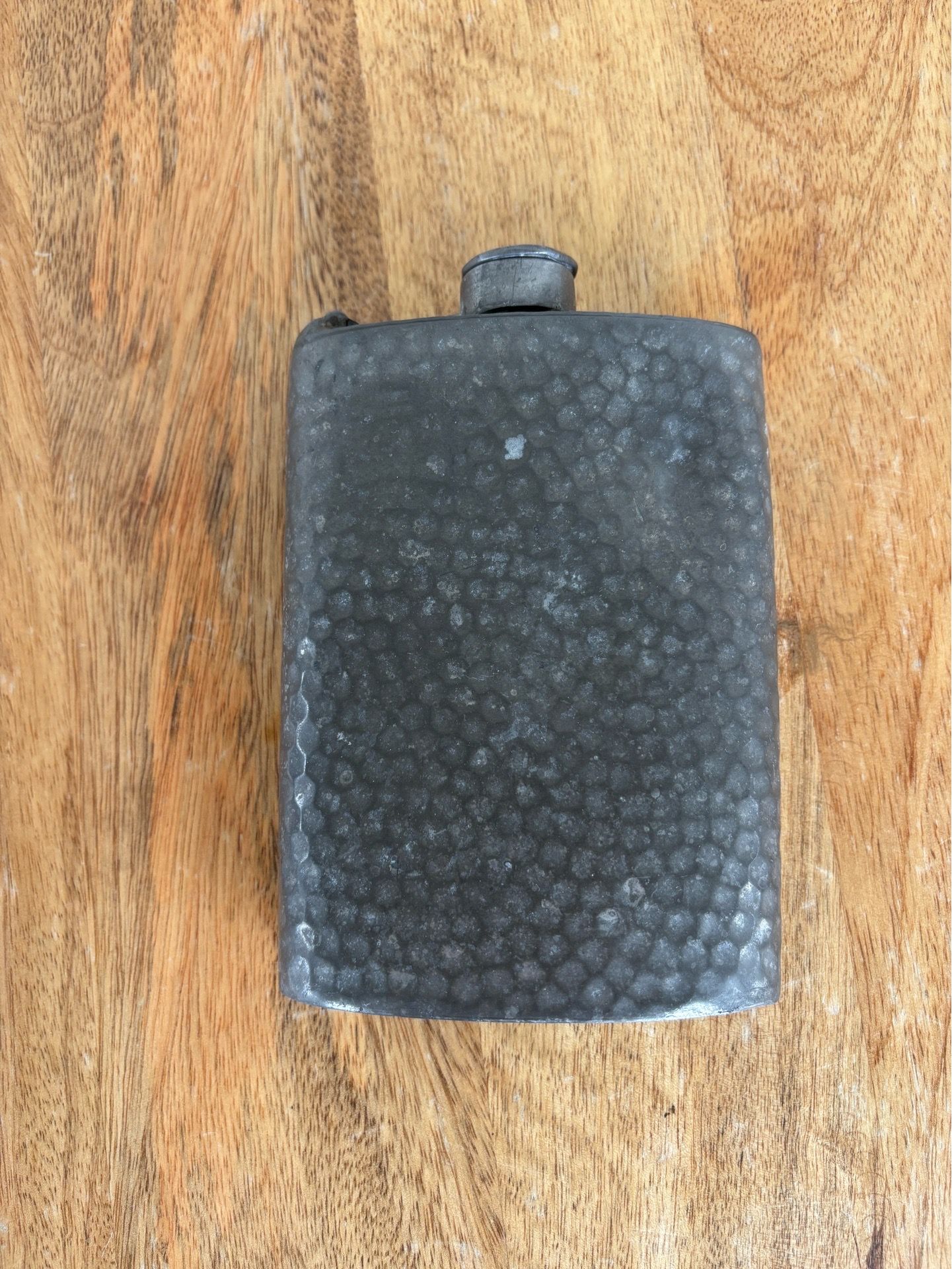 Vintage hammered English Pewter hip Flask